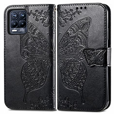 Leather Case Stands Butterfly Flip Cover Holder for Realme 8 Pro Black