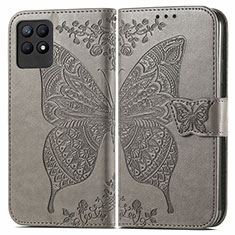 Leather Case Stands Butterfly Flip Cover Holder for Realme 8i Gray