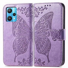 Leather Case Stands Butterfly Flip Cover Holder for Realme 9 4G Clove Purple