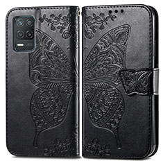 Leather Case Stands Butterfly Flip Cover Holder for Realme 9 5G India Black