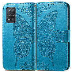 Leather Case Stands Butterfly Flip Cover Holder for Realme 9 5G India Blue