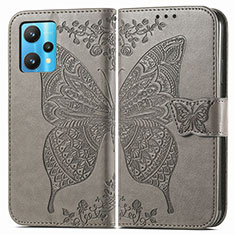 Leather Case Stands Butterfly Flip Cover Holder for Realme 9 Pro+ Plus 5G Gray