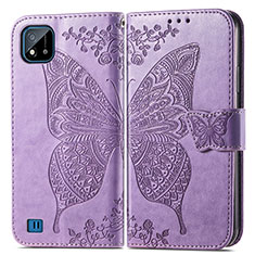 Leather Case Stands Butterfly Flip Cover Holder for Realme C20A Clove Purple