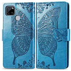 Leather Case Stands Butterfly Flip Cover Holder for Realme C25S Blue