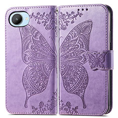 Leather Case Stands Butterfly Flip Cover Holder for Realme C30s Clove Purple