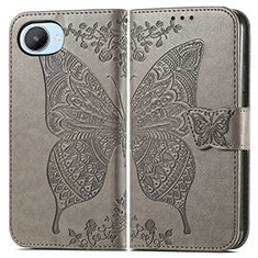 Leather Case Stands Butterfly Flip Cover Holder for Realme C30s Gray