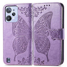 Leather Case Stands Butterfly Flip Cover Holder for Realme C31 Clove Purple