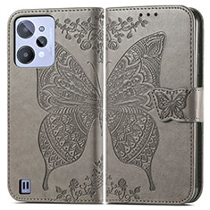 Leather Case Stands Butterfly Flip Cover Holder for Realme C31 Gray