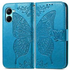 Leather Case Stands Butterfly Flip Cover Holder for Realme C33 (2023) Blue