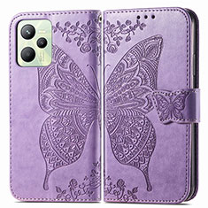 Leather Case Stands Butterfly Flip Cover Holder for Realme C35 Clove Purple