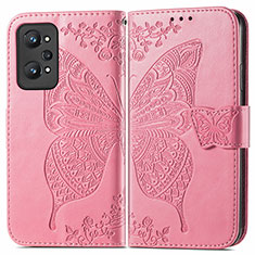 Leather Case Stands Butterfly Flip Cover Holder for Realme GT Neo2 5G Hot Pink