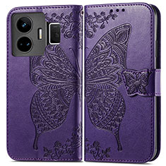 Leather Case Stands Butterfly Flip Cover Holder for Realme GT Neo6 5G Purple