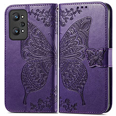 Leather Case Stands Butterfly Flip Cover Holder for Realme GT2 5G Purple