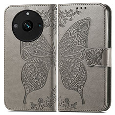 Leather Case Stands Butterfly Flip Cover Holder for Realme Narzo 60 5G Gray