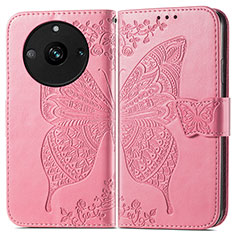 Leather Case Stands Butterfly Flip Cover Holder for Realme Narzo 60 5G Hot Pink