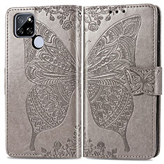 Leather Case Stands Butterfly Flip Cover Holder for Realme Q2i 5G Gray