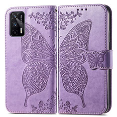 Leather Case Stands Butterfly Flip Cover Holder for Realme Q3 Pro 5G Clove Purple