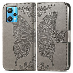 Leather Case Stands Butterfly Flip Cover Holder for Realme Q5 5G Gray