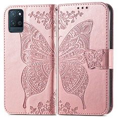 Leather Case Stands Butterfly Flip Cover Holder for Realme V11 5G Rose Gold