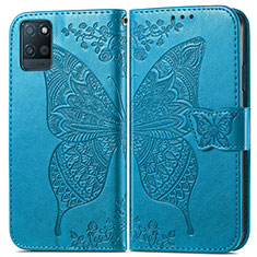 Leather Case Stands Butterfly Flip Cover Holder for Realme V11s 5G Blue