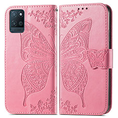 Leather Case Stands Butterfly Flip Cover Holder for Realme V11s 5G Hot Pink