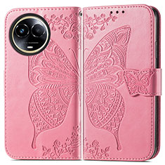 Leather Case Stands Butterfly Flip Cover Holder for Realme V50s 5G Hot Pink