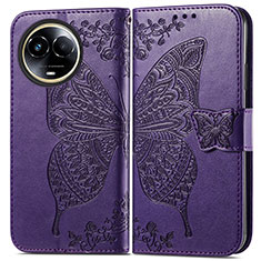 Leather Case Stands Butterfly Flip Cover Holder for Realme V50s 5G Purple