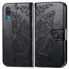 Leather Case Stands Butterfly Flip Cover Holder for Samsung Galaxy A02 Black