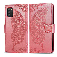 Leather Case Stands Butterfly Flip Cover Holder for Samsung Galaxy A02s Hot Pink