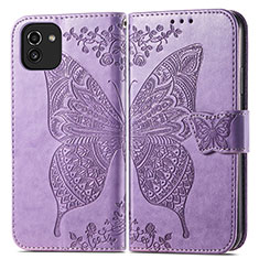 Leather Case Stands Butterfly Flip Cover Holder for Samsung Galaxy A03 Clove Purple