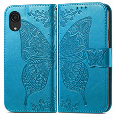 Leather Case Stands Butterfly Flip Cover Holder for Samsung Galaxy A03 Core Blue