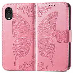 Leather Case Stands Butterfly Flip Cover Holder for Samsung Galaxy A03 Core Hot Pink