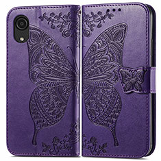 Leather Case Stands Butterfly Flip Cover Holder for Samsung Galaxy A03 Core Purple