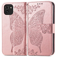 Leather Case Stands Butterfly Flip Cover Holder for Samsung Galaxy A03 Pink