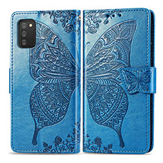 Leather Case Stands Butterfly Flip Cover Holder for Samsung Galaxy A03s Blue