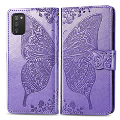 Leather Case Stands Butterfly Flip Cover Holder for Samsung Galaxy A03s Clove Purple