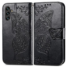Leather Case Stands Butterfly Flip Cover Holder for Samsung Galaxy A04s Black