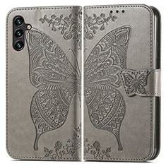 Leather Case Stands Butterfly Flip Cover Holder for Samsung Galaxy A04s Gray
