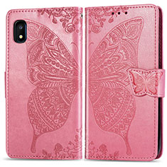 Leather Case Stands Butterfly Flip Cover Holder for Samsung Galaxy A10e Hot Pink