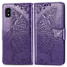 Leather Case Stands Butterfly Flip Cover Holder for Samsung Galaxy A10e Purple