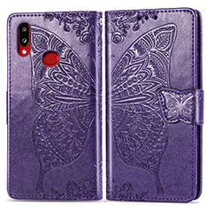Leather Case Stands Butterfly Flip Cover Holder for Samsung Galaxy A10s Purple