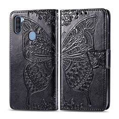 Leather Case Stands Butterfly Flip Cover Holder for Samsung Galaxy A11 Black