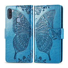 Leather Case Stands Butterfly Flip Cover Holder for Samsung Galaxy A11 Blue