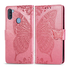 Leather Case Stands Butterfly Flip Cover Holder for Samsung Galaxy A11 Hot Pink