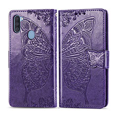 Leather Case Stands Butterfly Flip Cover Holder for Samsung Galaxy A11 Purple