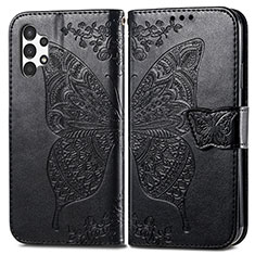 Leather Case Stands Butterfly Flip Cover Holder for Samsung Galaxy A13 4G Black