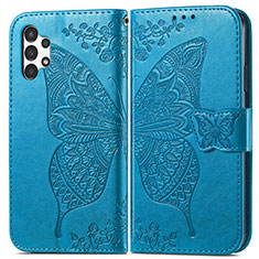 Leather Case Stands Butterfly Flip Cover Holder for Samsung Galaxy A13 4G Blue