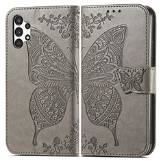 Leather Case Stands Butterfly Flip Cover Holder for Samsung Galaxy A13 4G Gray