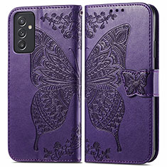 Leather Case Stands Butterfly Flip Cover Holder for Samsung Galaxy A15 LTE Purple