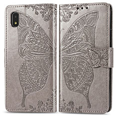 Leather Case Stands Butterfly Flip Cover Holder for Samsung Galaxy A21 SC-42A Gray